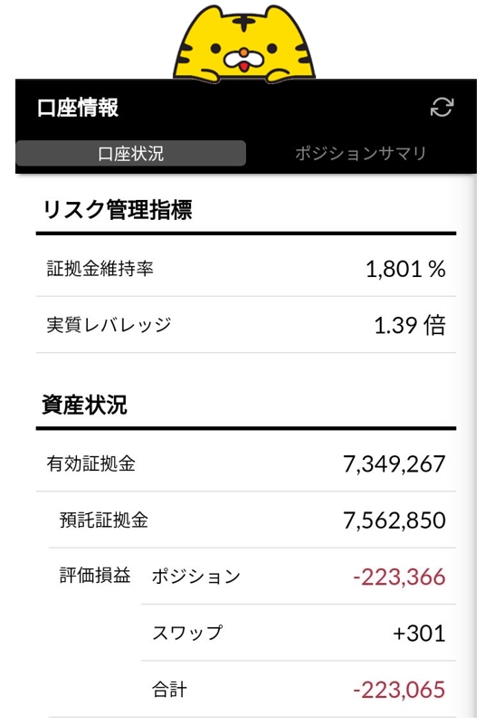 ココのトラリピ月末の口座情報