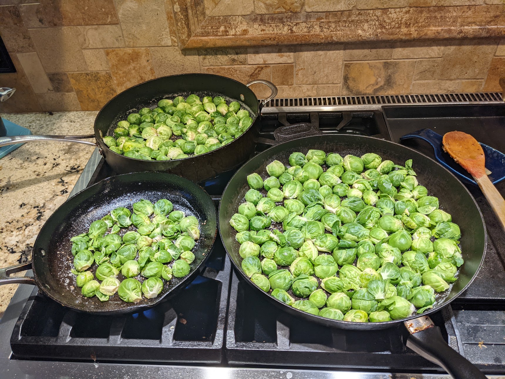 Brussels sprouts on pan