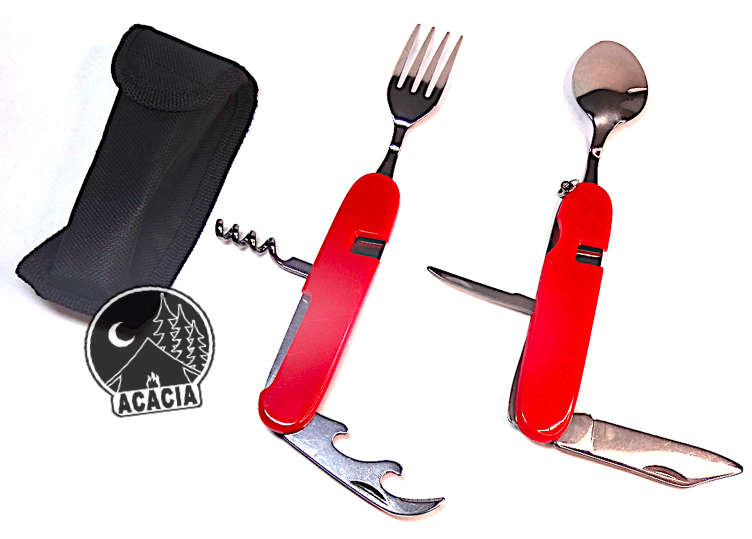 Kit Juego De Cubiertos Camping Tenedor Cuchillo Y Cuchara