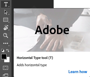 Horizontal Type tool photoshop