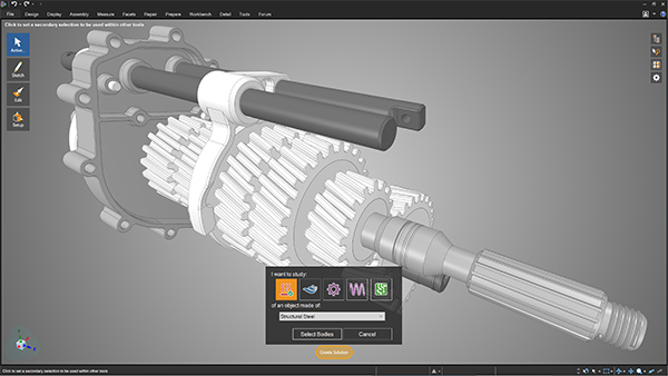 Начать работу в Ansys Discovery Live очень просто: достаточно выбрать один из 5 вариантов расчёта (теплопередача, потоки жидкости и газа, прочность, модальный расчёт или электромагнетизм)