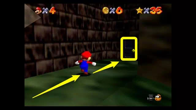 スーパーマリオ64 メタルスイッチのたきの行き方 手順4 右奥の扉