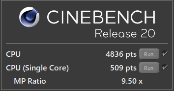 CINEBENCHの結果