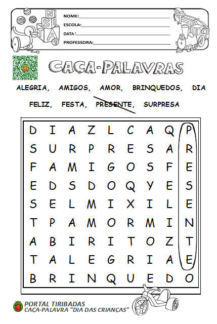 Caça-Palavras Infantil, Dia das Crianças