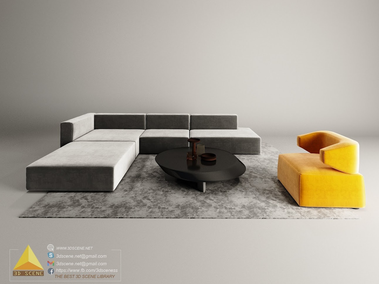 Interior living room 3d scene 3dsmax