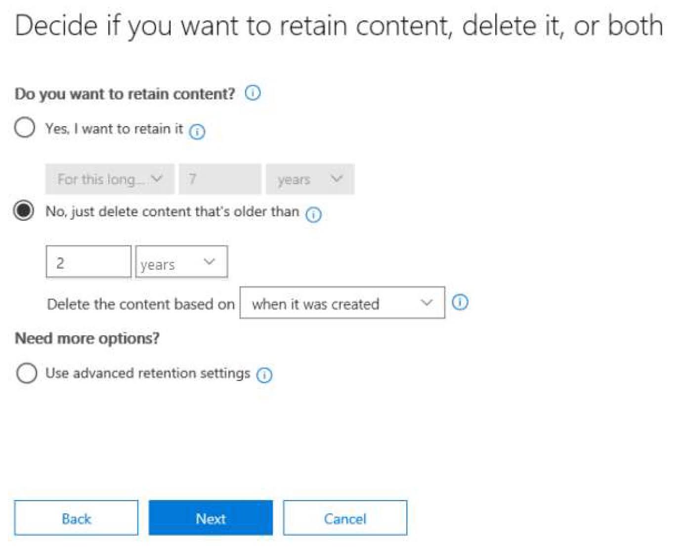 You have retention policies in Microsoft 365 as shown in the following table.