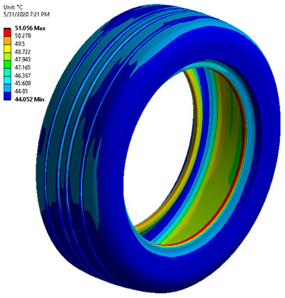 Расчёт теплового состояния покрышки в трёхмерной постановке в Ansys Mechanical