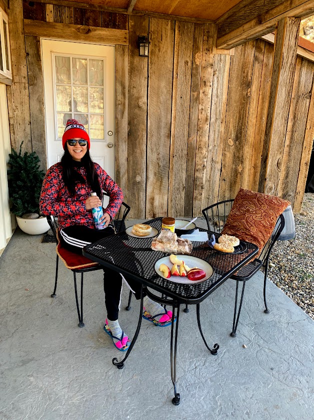 dinner outside tiny house