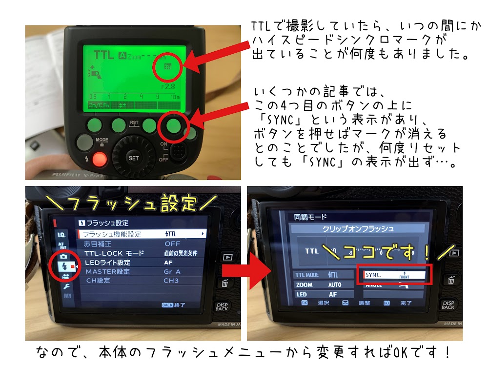 Godox TT685　ハイスピードシンクロマークが消えない