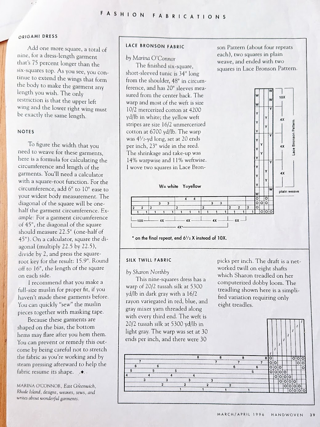 Origami Update article - Handwoven March/April 1996 | FAFAFOOM STUDIO