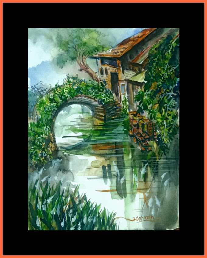 Handpainted Water Colour Painting on Paper with Frame suitable for Wall Hanging