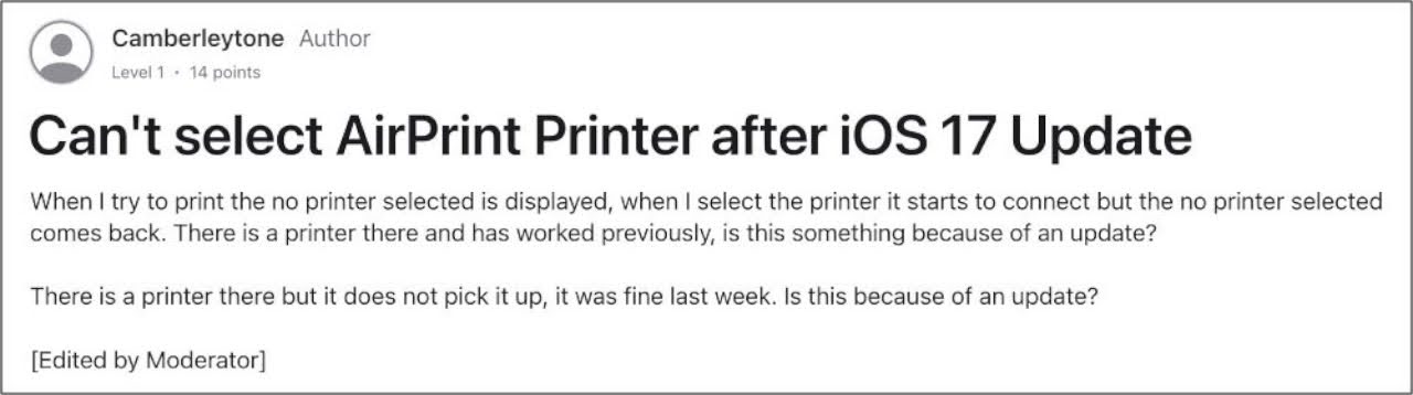 Troubleshooting AirPrint Printer Issues on iOS 17