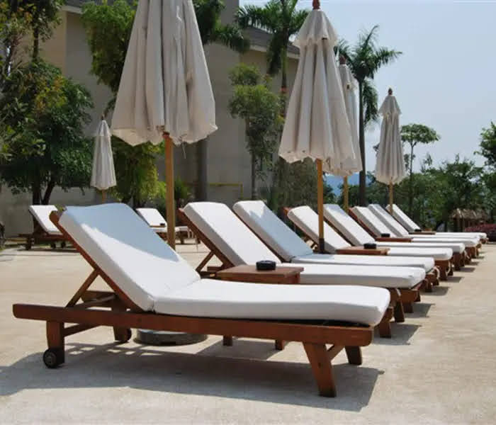 Teak sunbed outdoor with cushion and Umbrela furniture