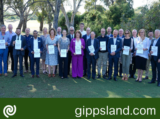 L to R Cr Peter Martin - Councillor, City of Port Philip, Mr Michael Jansen - Manager Sustainability and Waste, City of Casey, Cr Hadi Saab - Mayor, City of Kingston, Cr Simon Brooks - Councillor, Mornington Peninsula Shire Council, Mr Cam Arullanantham - Director Infrastructure & Operations, Frankston City Council, Ms Lili Rosic - Acting CEO, Cardinia Shire Council, Cr Sarah Race - Councillor, Mornington Peninsula Shire Council, Cr Jeff Springfield - Councillor, Cardinia Shire Council, Cr Claire Harvey - Councillor, Frankston City Council, Cr Michael Whelan - Mayor, Bass Coast Shire Council, Ms Honi Walker - CEO, SEMMA, Mr Tom Campbell - Co-Founder, Footy for Climate, Mr John Bradley - Secretary, Department of Energy, Environment and Climate Action, Cr Clarke Martin - Councillor, Bayside City Council, Mr Dan Pleiter - Acting CEO, SECCCA, Cr Chris Hill - Councillor, Bayside City Council, Mr Simon Woodland - President, SECCCA, Mr Peter Bean - CEO, City of Kingston, Cr Fiona Stitfold - Councillor, Bayside City Council, Mr Mike Cummins - CEO, Bayside City Council, Ms Jacqui Weatherill - CEO, City of Greater Dandenong, Mr James Stirton - Acting CEO, Bass Coast Shire Council, Mr Glenn Patterson - CEO, City of Casey