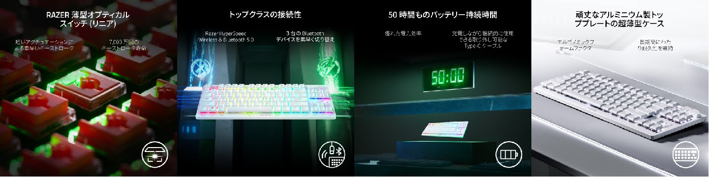 Razer DeathStalker V2 Pro Tenkeyless JP White Edition Linear Optical Switch