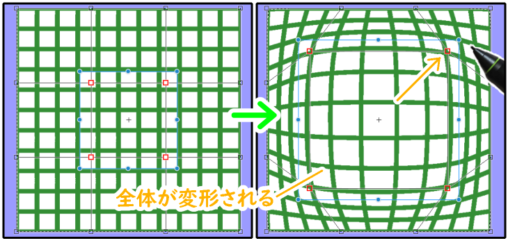 クリスタメッシュ変形（格子点の斜め方向変形）