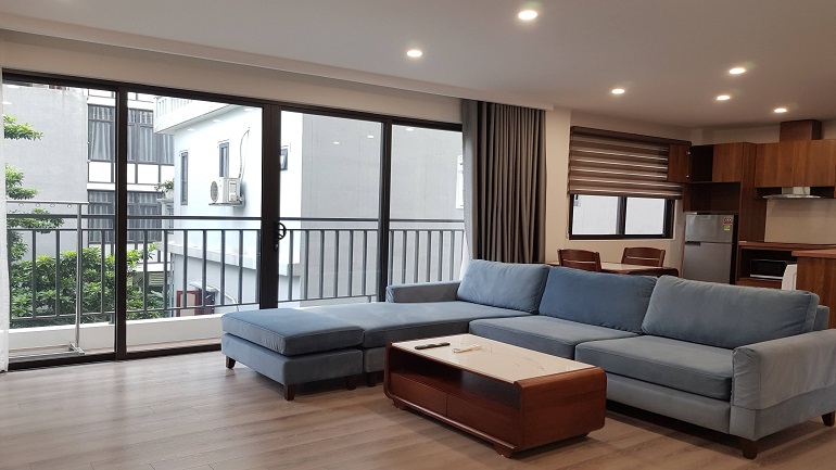 Brand – new spacious one bedroom apartment with balcony in Vu Mien street, Tay Ho district for rent