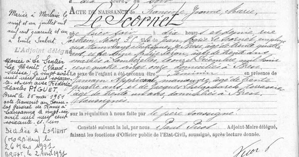 Francine Yvonne Marie Le Scornet birth record