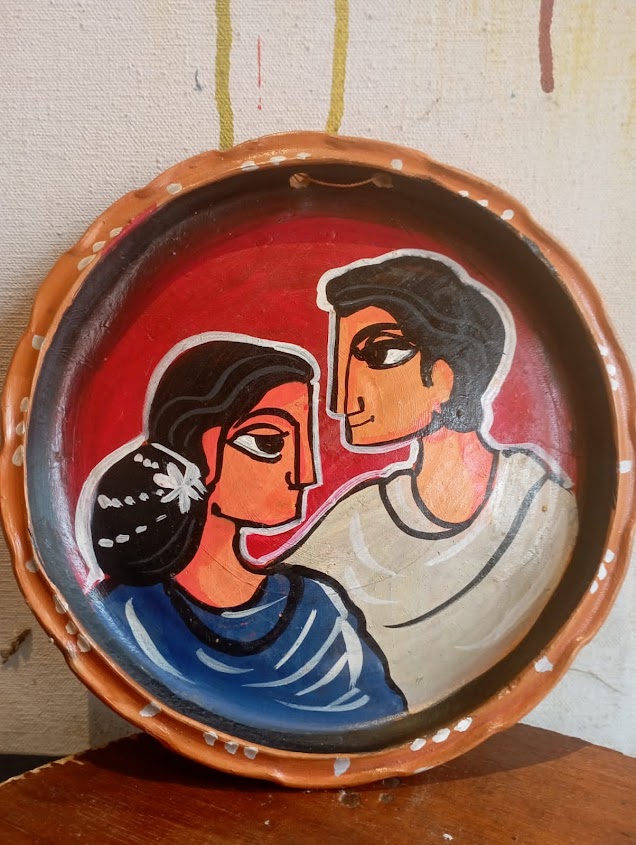 Handpainted Clay Dish for Home Decor