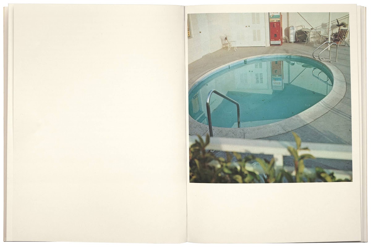 Ed Ruscha. Spread from Nine Swimming Pools and a Broken Glass. 1968. Artists book, offset printed, 7  5 1/2  3/16? (17.8  14  0.5 cm).  2023 Edward Ruscha. Photo Susan Haller, Ed Ruscha Studio