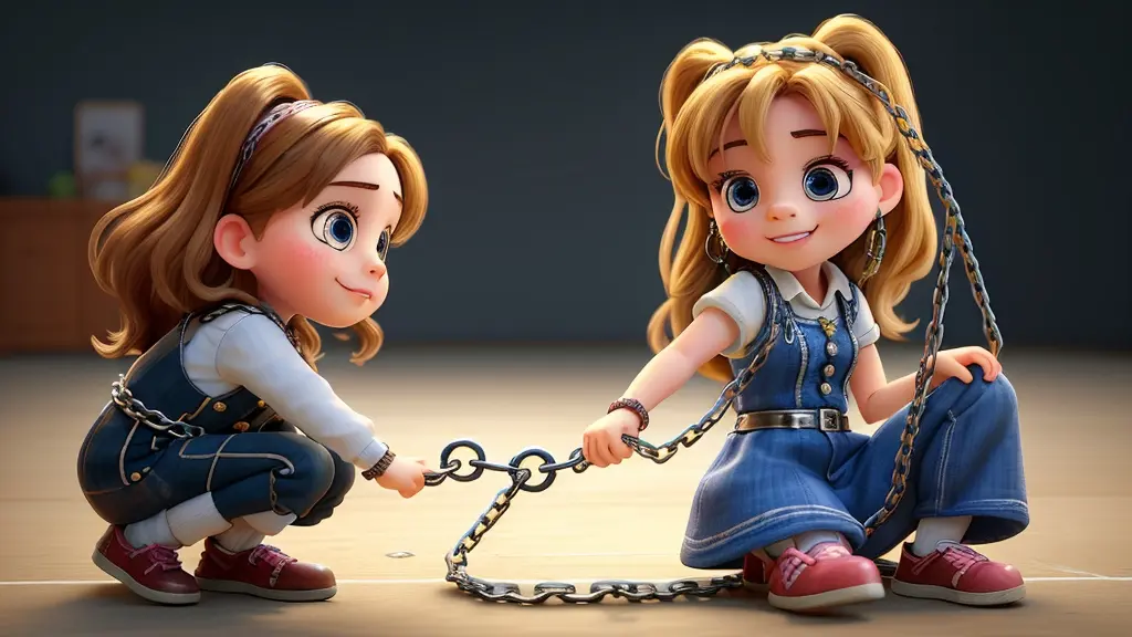 Cute girls playing with chains