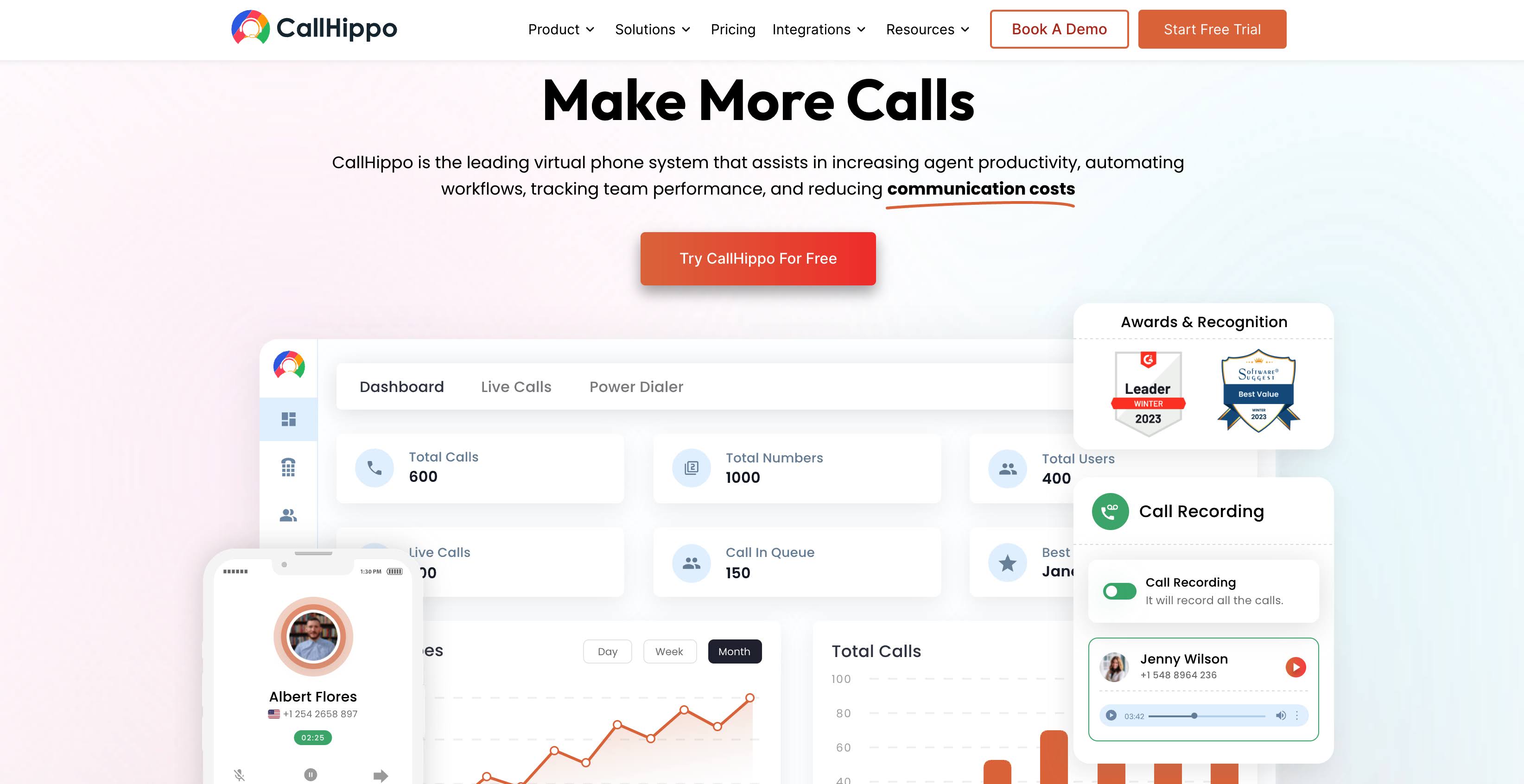 An image of CallHippo homepage