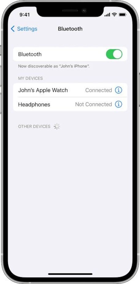 Make sure that Bluetooth is enabled on your iPhone. If it's already enabled, consider disabling it and then re-enabling it to refresh the Bluetooth connection.