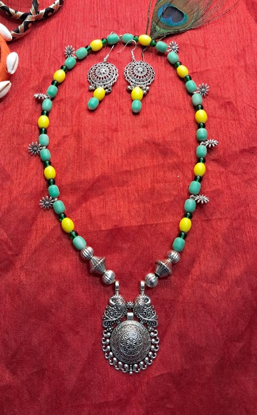 Handmade Oxidised Jewellery Set with Beads