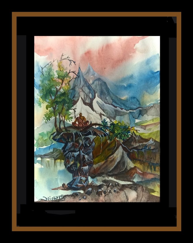 Handpainted Water Colour Painting on Paper with Frame suitable for Wall Hanging