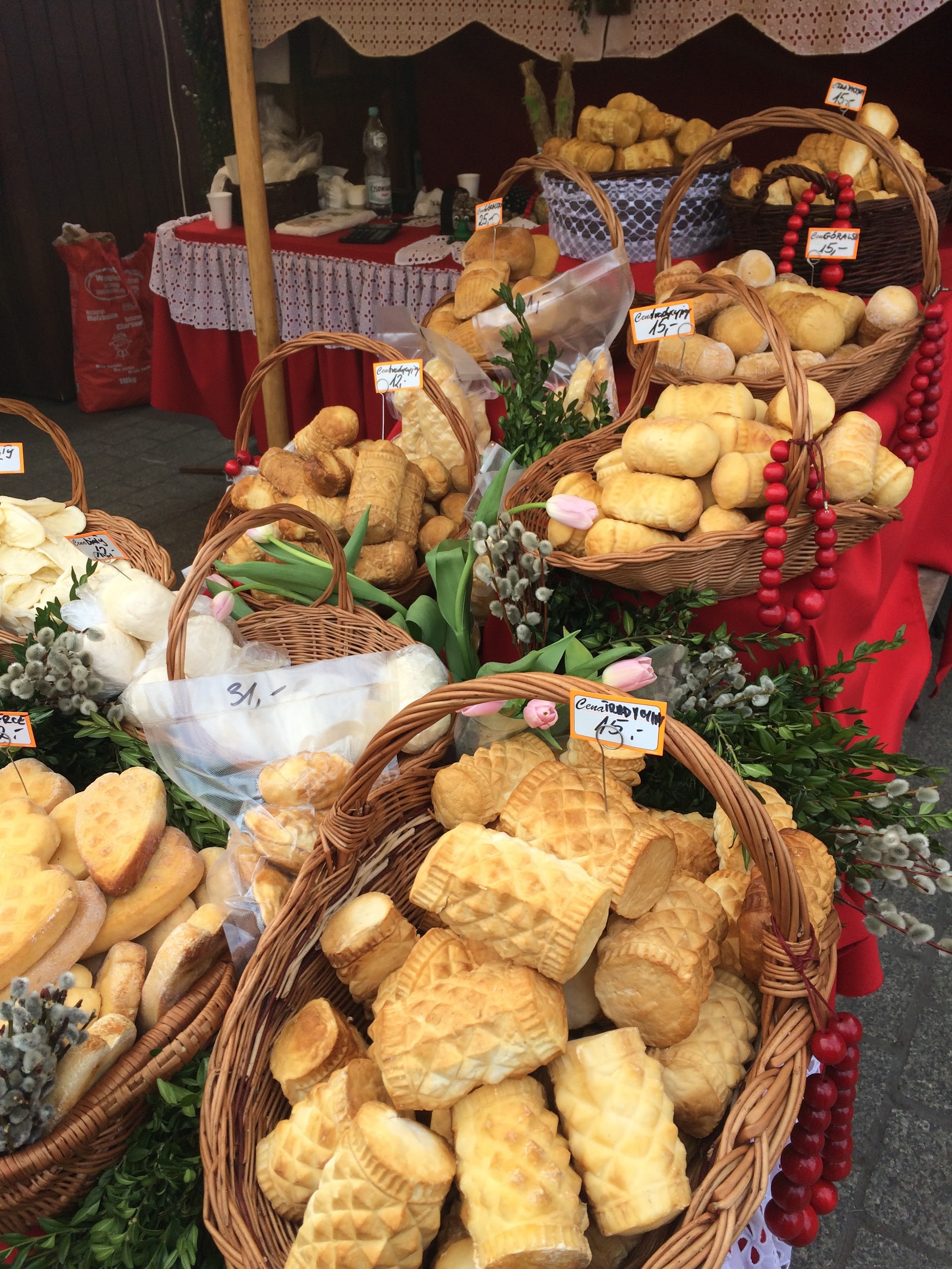 Smoked cheeses in the Krakow market