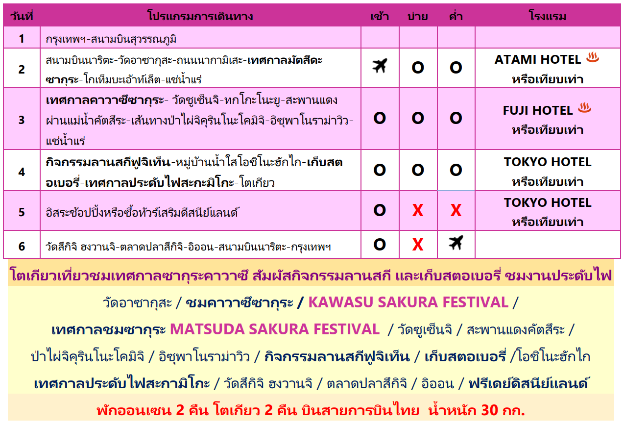 ทัวร์ญี่ปุ่น เทศกาลซากุระ งานประดับไฟ เล่นลานสกี เก็บสตรอว์เบอร์รี ช้อปปิ้งสะดวก ครบทุกไฮไลท์ พักออนเซ็น เมนูบุฟเฟต์ปิ้งย่าง บินตรงการบินไทย