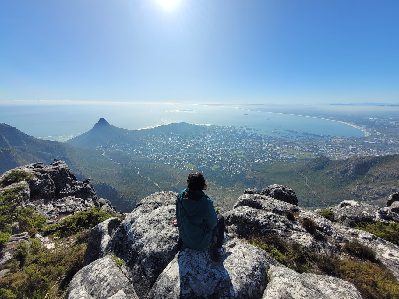 Looking over Cape Town from famous Table Mountain.