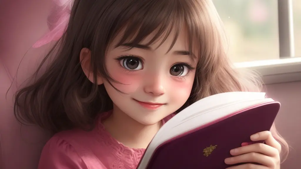 A girl blushes when she sees the diary