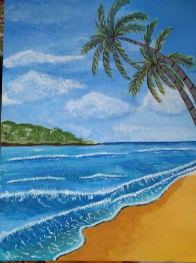 Handpainted Seascape Acrylic Colour Painting on Canvas (Unframed)