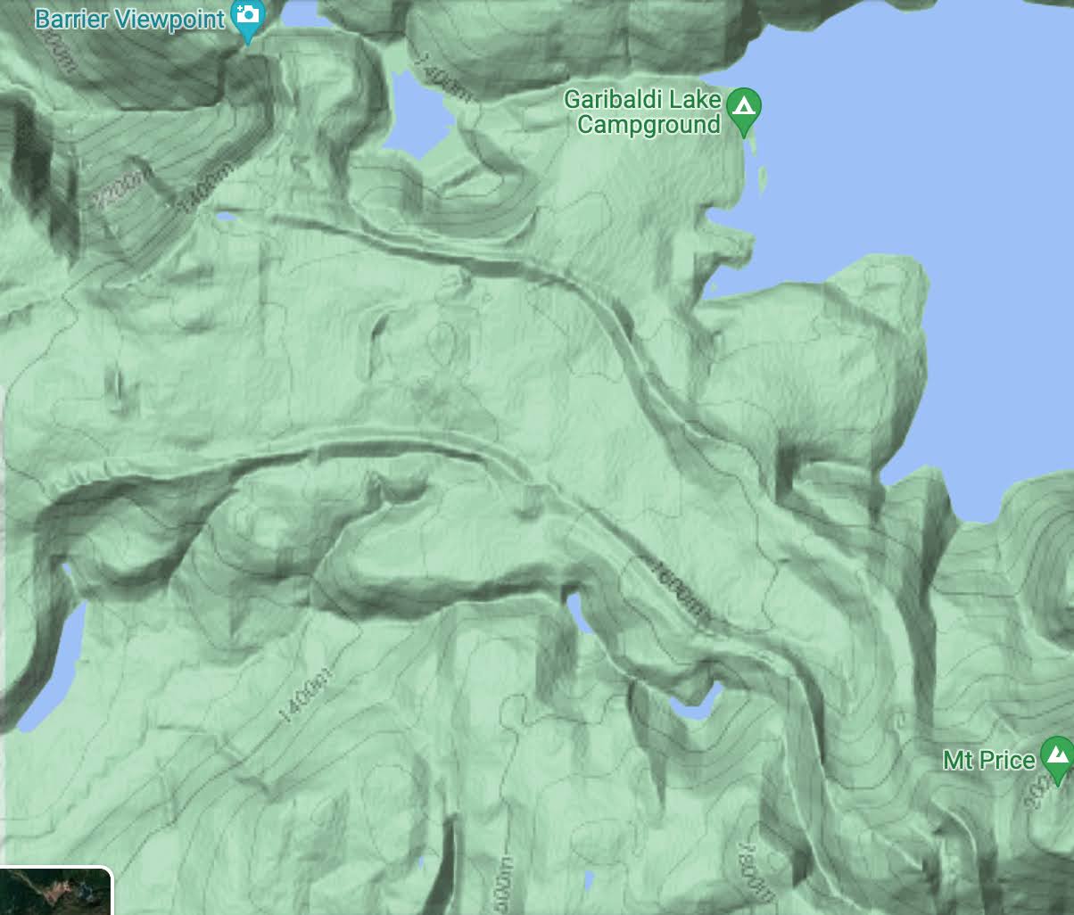 Topographic map showing the lava river that formed the Barrier