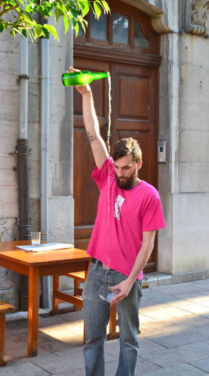 Traditional cider pouring in Asturias in the Picos de Europa