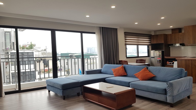 Spacious one bedroom apartment with balcony lake view in Vu Mien street, Tay Ho district for rent