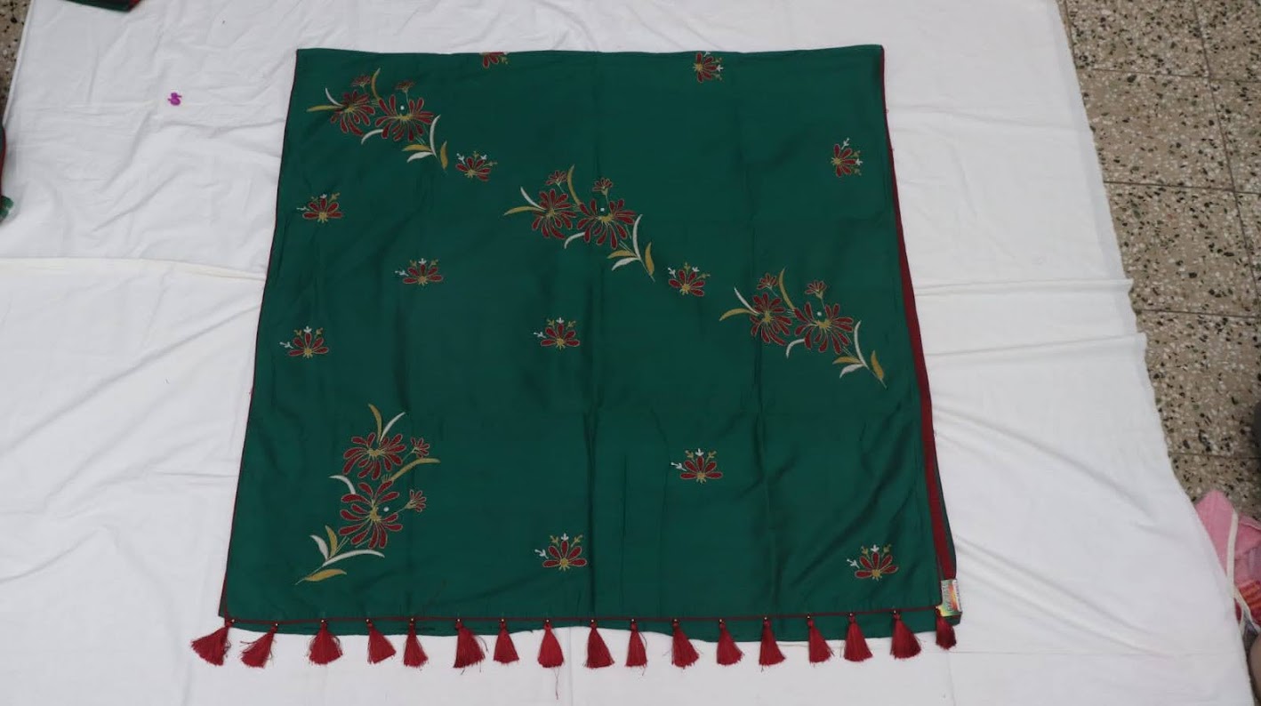 Handmade Aari Work Silk Saree with Blouse Piece