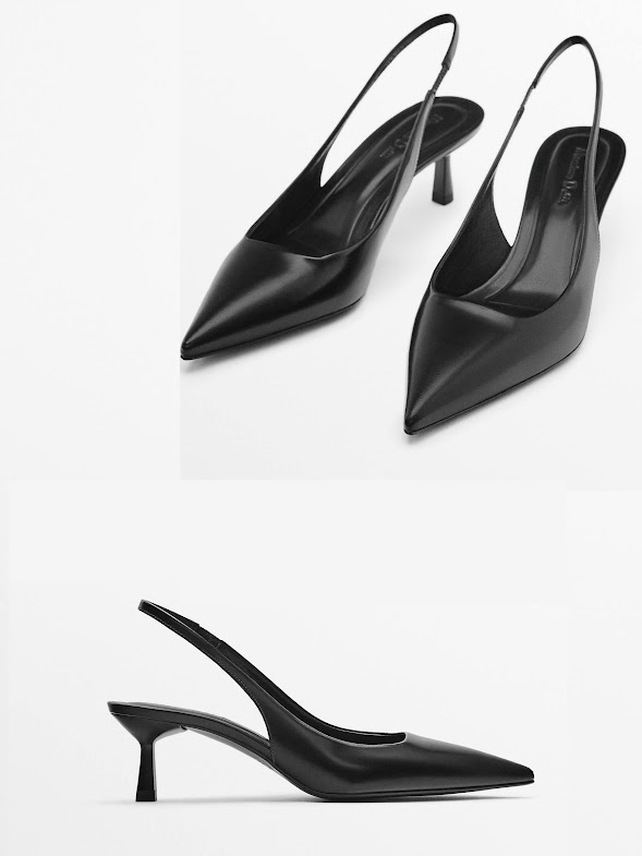 Queen Letizia wore black Massimo Dutti Leather Slingback Pumps that debuted in May this year.