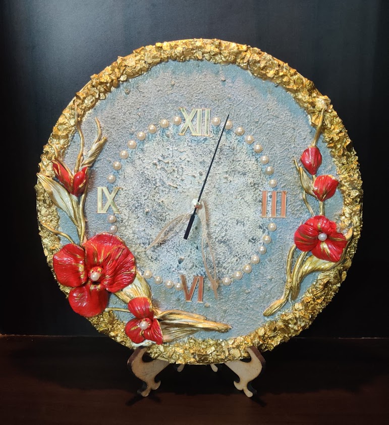 Clay Art Clock For Home Decor