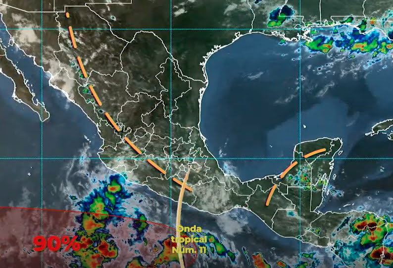 La noche de hoy, la onda tropical número 11 ocasionará lluvias intensas en Guerrero y Michoacán