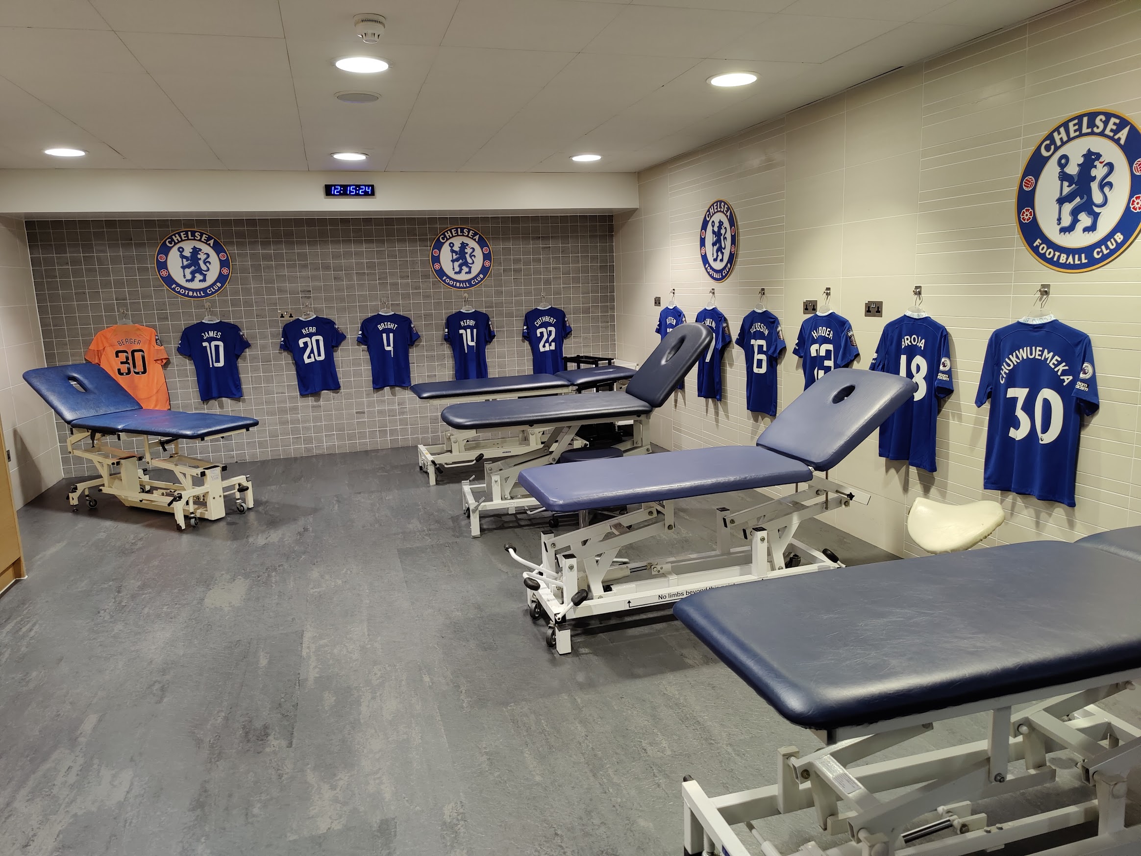 Part of the dressing room for the injured players