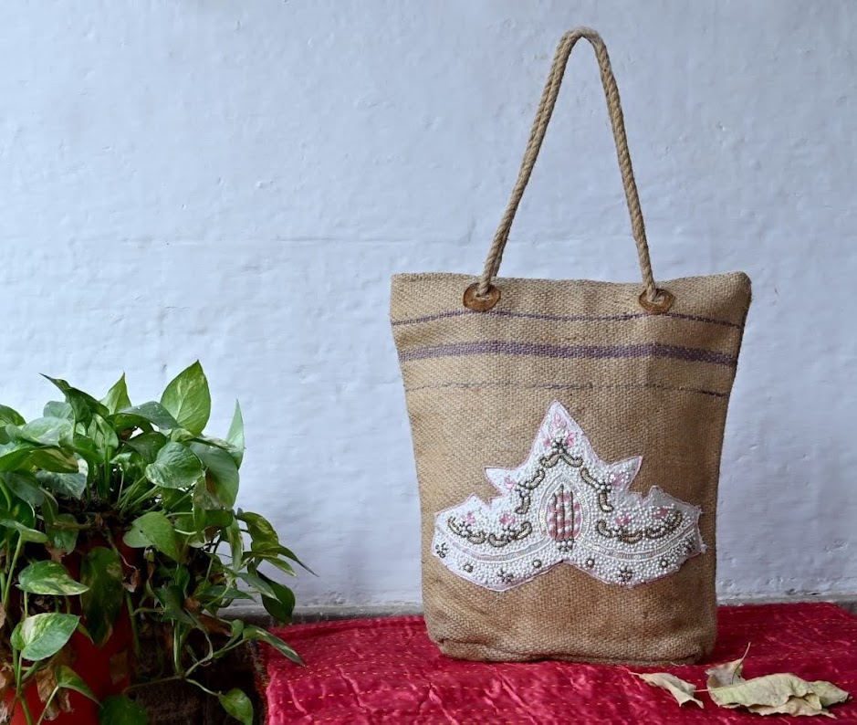 Handmade Jute Embroidery Bag