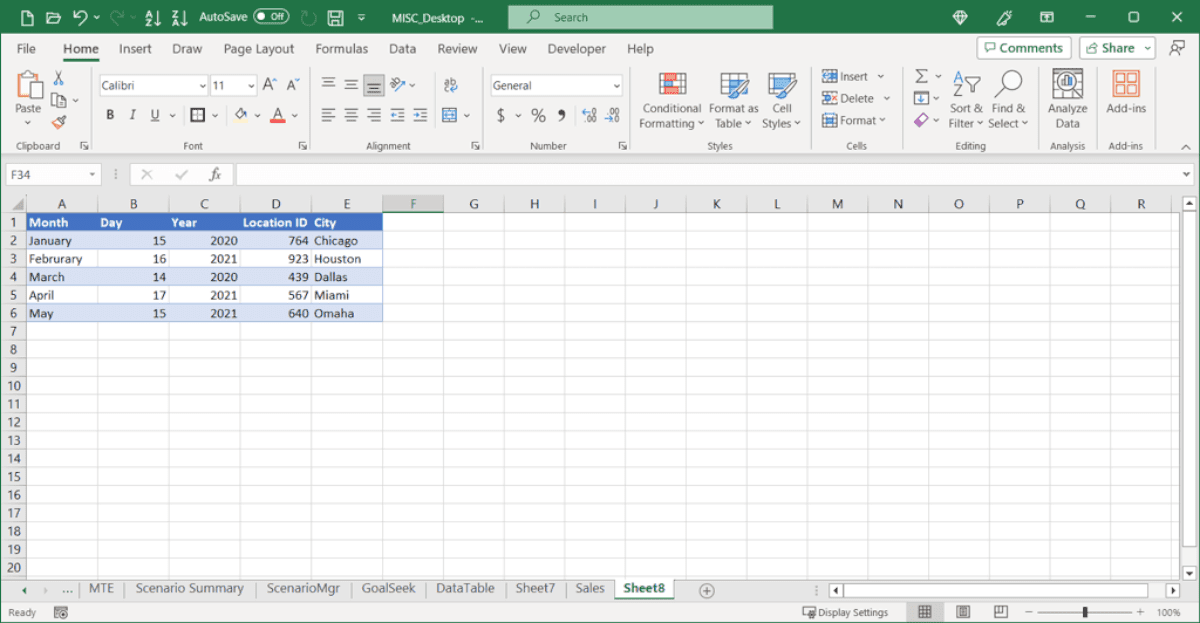 Now, you'll have only your data left without the table structure. However, some formatting, like banded rows or columns, might still be there, depending on how you initially set up your table.