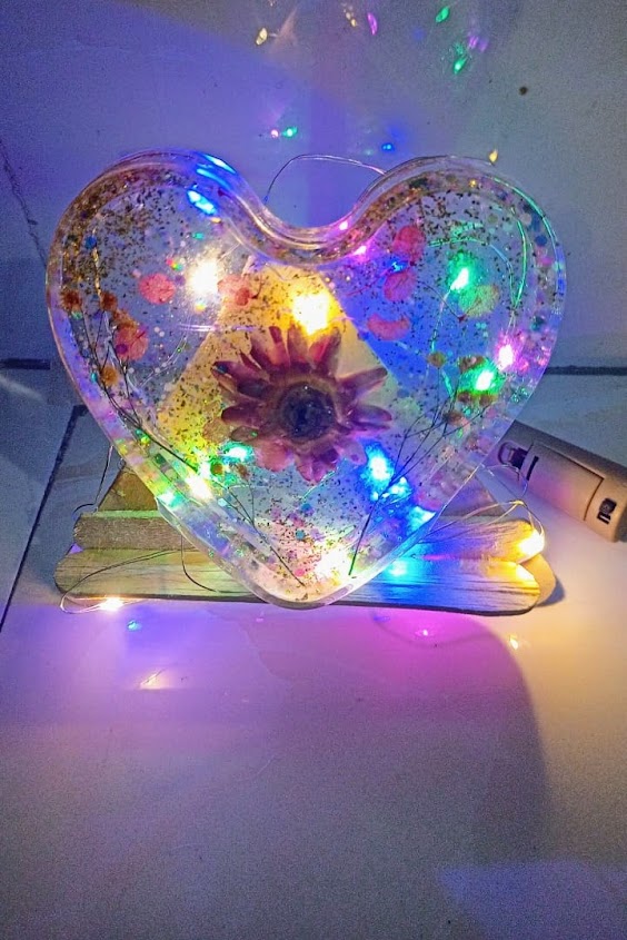 Handmade Resin Heart Night Lamp