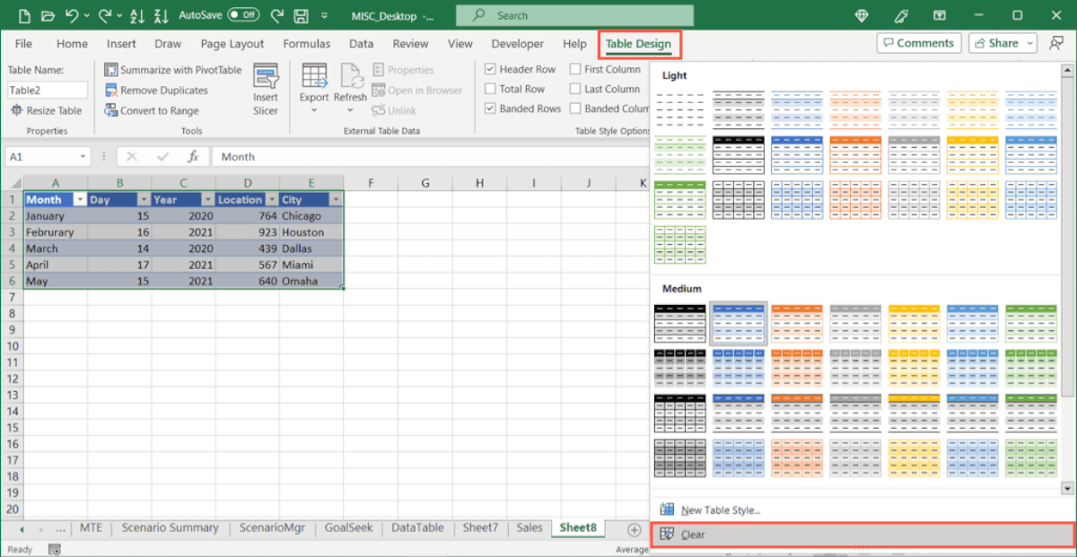 Now, look for the "Table Design" tab. It's usually at the top. Click on it.
