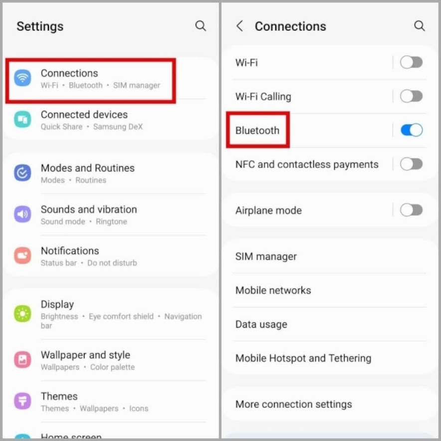 Go to "Connections" and select "Bluetooth."