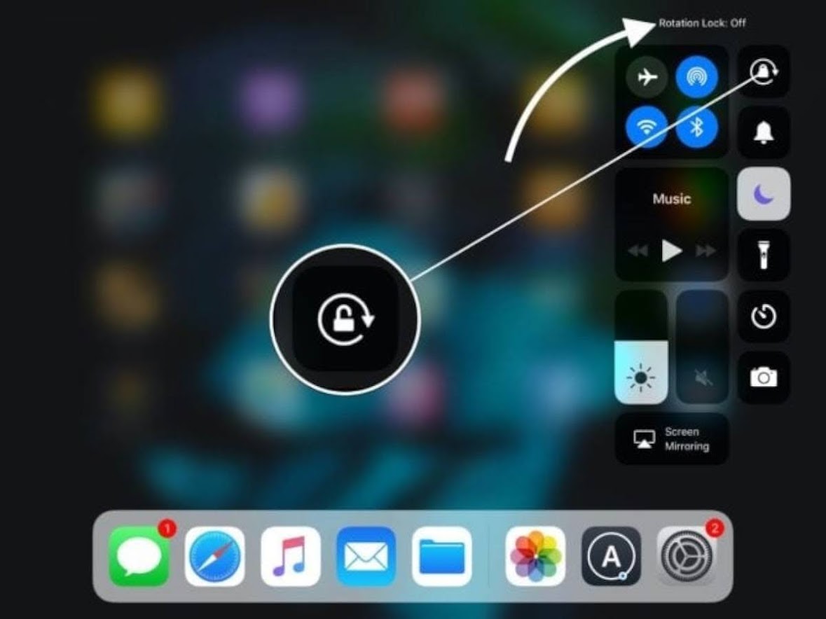 You'll see a notification confirming that "Rotation Lock: Off."