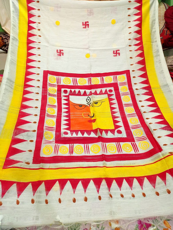 Handpainted Slub Cotton Saree