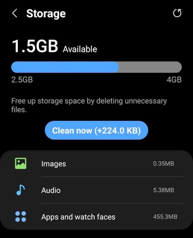 Clean Up Memory and Storage using Wearable app